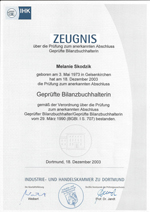 Zertifikat Geprüfte Bilanzbuchhalterin