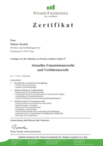 Zertifikat Umsatzsteuer- & Verfahrensrecht